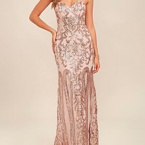 Bariano Rebecca Rose Gold Sequin Strapless